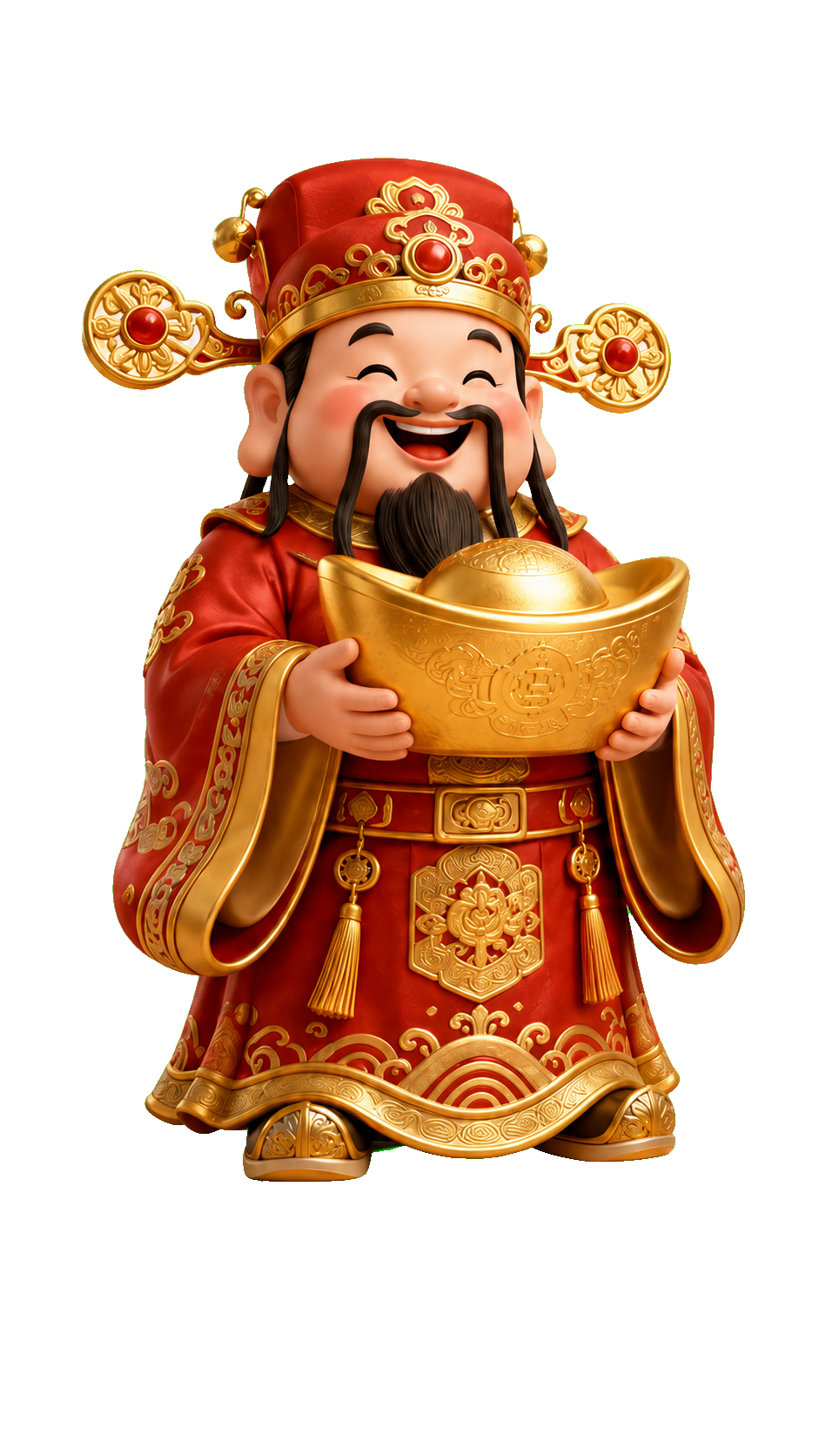 手捧金元宝的财神形象